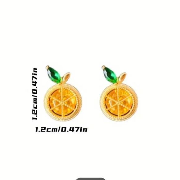 Yellow & Green Lemon Stud Earrings - Picture 3 of 4